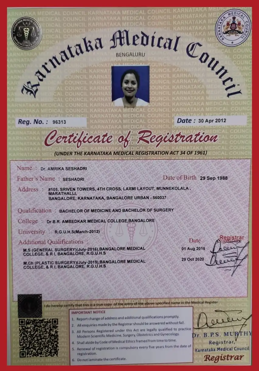 Karnataka Medical Council Registration Certificate